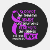 Epilepsy Awareness Admire Epileptic Warrior Surviv ラウンドシール (正面)