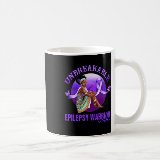 Epilepsy Awareness Black Women Unbreakable Warrior コーヒーマグカップ (右)