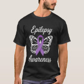 Epilepsy Awareness Butterfly Ribbon Support Butter Tシャツ (正面)