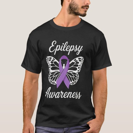 Epilepsy Awareness Butterfly Ribbon Support Butter Tシャツ (正面)