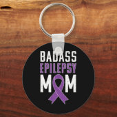 Epilepsy Awareness Byd Epilepsy Mom Purple Ribbon  キーホルダー (正面)
