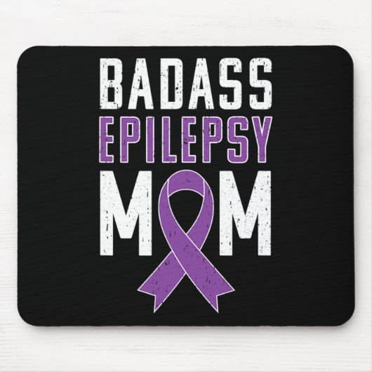 Epilepsy Awareness Byd Epilepsy Mom Purple Ribbon  マウスパッド (正面)