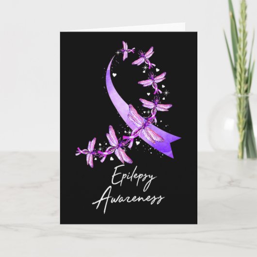 Epilepsy Awareness Dragonfly November We Wear Purp カード (正面)