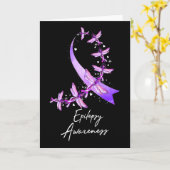 Epilepsy Awareness Dragonfly November We Wear Purp カード (黄色い花)