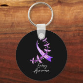 Epilepsy Awareness Dragonfly November We Wear Purp キーホルダー (正面)