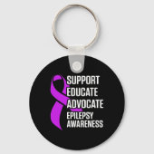 Epilepsy Awareness Educate Epileptic Warrior Survi キーホルダー (正面)