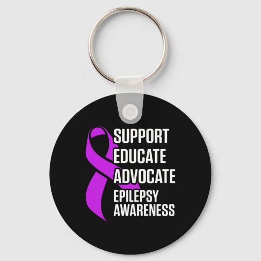 Epilepsy Awareness Educate Epileptic Warrior Survi キーホルダー (正面)