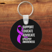 Epilepsy Awareness Educate Epileptic Warrior Survi キーホルダー (正面)