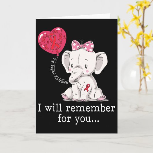 Epilepsy Awareness Elephant  カード (黄色い花)