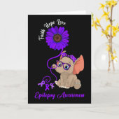 Epilepsy Awareness Elephant Faith Hope Love Sunflo カード (黄色い花)