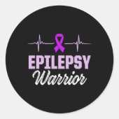 Epilepsy Awareness Epileptic Warrior Survivor 18 ラウンドシール (正面)