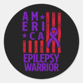 Epilepsy Awareness Epileptic Warrior Survivor 28  ラウンドシール (正面)