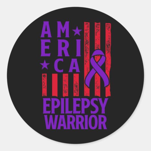Epilepsy Awareness Epileptic Warrior Survivor 28 ラウンドシール (正面)