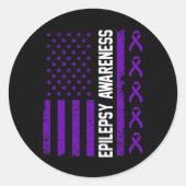 Epilepsy Awareness Epileptic Warrior Survivor 29 ラウンドシール (正面)