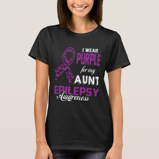 Epilepsy Awareness I Wear Purple For My Aunt Famil Tシャツ (正面)