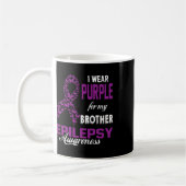 Epilepsy Awareness I Wear Purple For My Brother Fa コーヒーマグカップ (左)