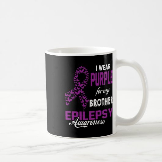 Epilepsy Awareness I Wear Purple For My Brother Fa コーヒーマグカップ (右)