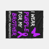 Epilepsy Awareness I Wear Purple For My Brother Ri フリースブランケット (正面(横))