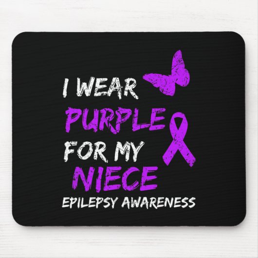 Epilepsy Awareness I Wear Purple For My Niece Ribb マウスパッド (正面)