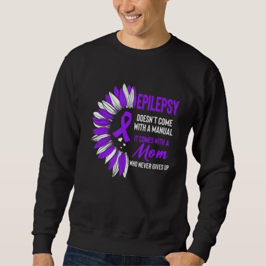 Epilepsy Awareness Mom Mother Sunflower Purple Rib スウェットシャツ (正面)