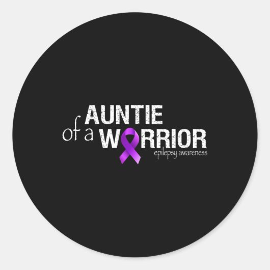 Epilepsy Awareness Month Auntie Of A Warrior Purpl ラウンドシール (正面)