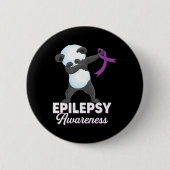 Epilepsy Awareness Month Dabbing Panda Epilepsy Aw 缶バッジ (正面)
