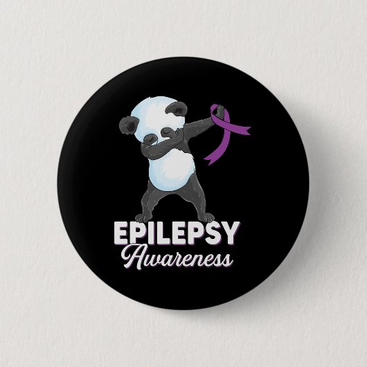 Epilepsy Awareness Month Dabbing Panda Epilepsy Aw 缶バッジ (正面)