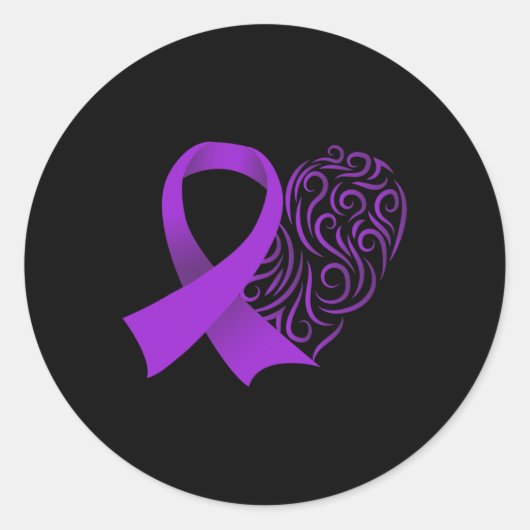 Epilepsy Awareness Month Purple Ribbon Advocacy Ep ラウンドシール (正面)