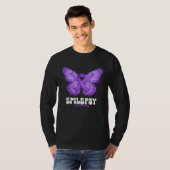 Epilepsy Awareness Month Purple Ribbon Butterfly Tシャツ (正面フル)