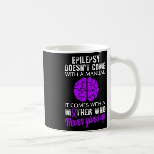 Epilepsy Awareness Mother Purple Ribbon Seizure Di コーヒーマグカップ (右)