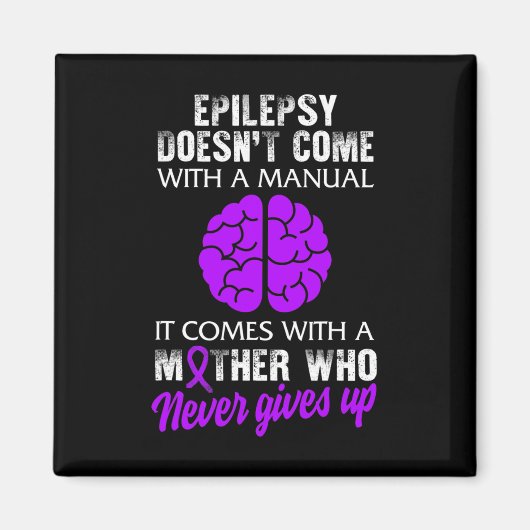 Epilepsy Awareness Mother Purple Ribbon Seizure Di マグネット (正面)