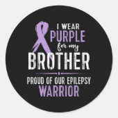 Epilepsy Awareness My Brother Warrior Tee  ラウンドシール (正面)