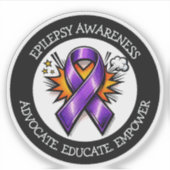 Epilepsy Awareness | Purple Awareness Ribbon シール (正面)
