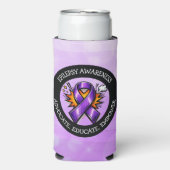 Epilepsy Awareness | Purple Awareness Ribbon スリム缶クーラー (Seltzer正面)