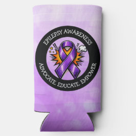 Epilepsy Awareness | Purple Awareness Ribbon スリム缶クーラー