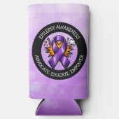 Epilepsy Awareness | Purple Awareness Ribbon スリム缶クーラー (正面)