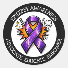 Epilepsy Awareness | Purple Awareness Ribbon ラウンドシール