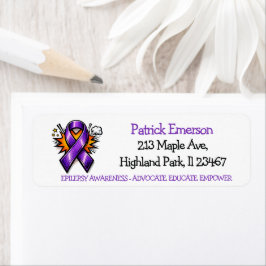 Epilepsy Awareness | Purple Awareness Ribbon ラベル