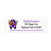 Epilepsy Awareness | Purple Awareness Ribbon ラベル (正面)