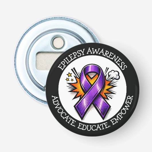 Epilepsy Awareness | Purple Awareness Ribbon 栓抜き (正面)