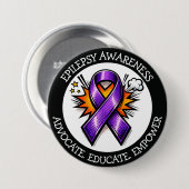 Epilepsy Awareness | Purple Awareness Ribbon 缶バッジ (正面&裏面)
