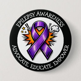 Epilepsy Awareness | Purple Awareness Ribbon 缶バッジ