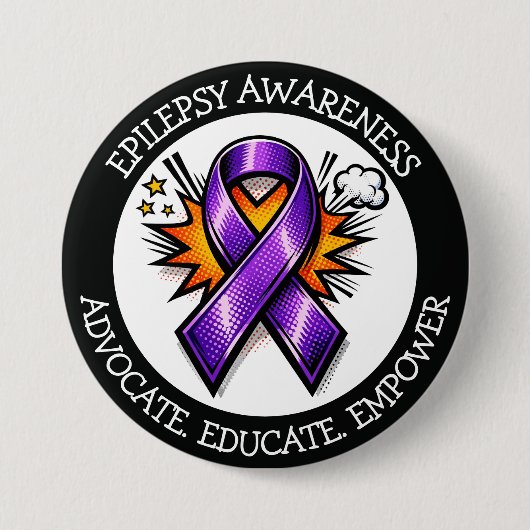 Epilepsy Awareness | Purple Awareness Ribbon 缶バッジ (正面)