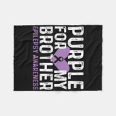 Epilepsy Awareness Purple For My Brother Ribbon  フリースブランケット (正面(横))
