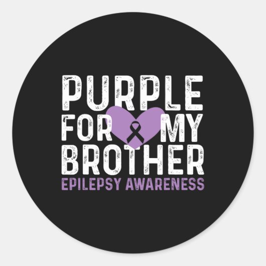 Epilepsy Awareness Purple For My Brother Ribbon  ラウンドシール (正面)