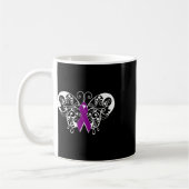 Epilepsy Awareness Purple Ribbon Butterfly 2  コーヒーマグカップ (左)