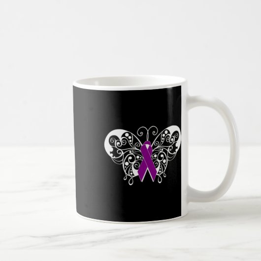 Epilepsy Awareness Purple Ribbon Butterfly 2  コーヒーマグカップ (右)