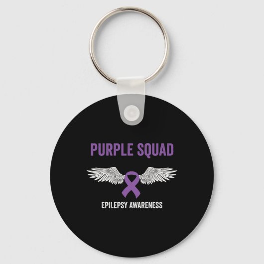 Epilepsy Awareness Purple Ribbon - Epilepsy Awaren キーホルダー (正面)