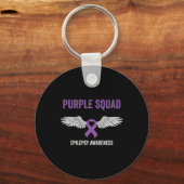 Epilepsy Awareness Purple Ribbon - Epilepsy Awaren キーホルダー (正面)