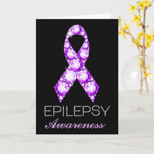 Epilepsy Awareness Purple Ribbon Epilepsy Awarenes カード (黄色い花)
